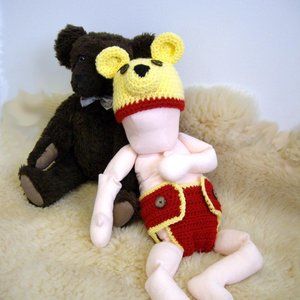 Crocheted Winnie the Pooh Baby Hat & Diaper Cover